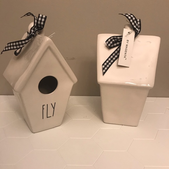 Rae Dunn Fly Birdhouse with Checkers Ribbons - Picture 2 of 8